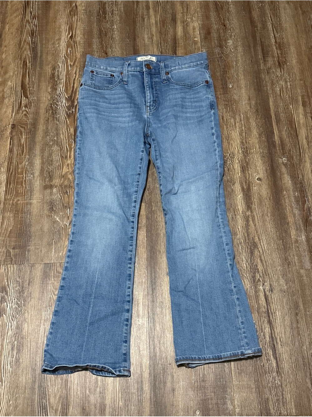 Madewell Cali Demi Boot Jeans Women's 26 High Rise Cropped Tiereny Wash Eco Edit